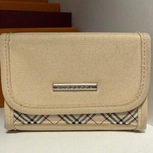 Burberry Beige Plaid Accent Cosmetic Pouch